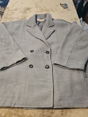 Free People Light Gray Double-Breasted Blazer